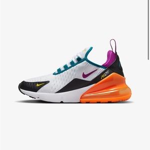 NWT NIKE AIR MAX 270 6Y (FITS WOMENS 7.5) WHITE PURPLE TEAL BLACK